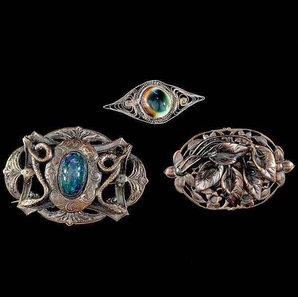 Appraisal: Sterling Silver Peacoock Eye and other brooches A grouping of