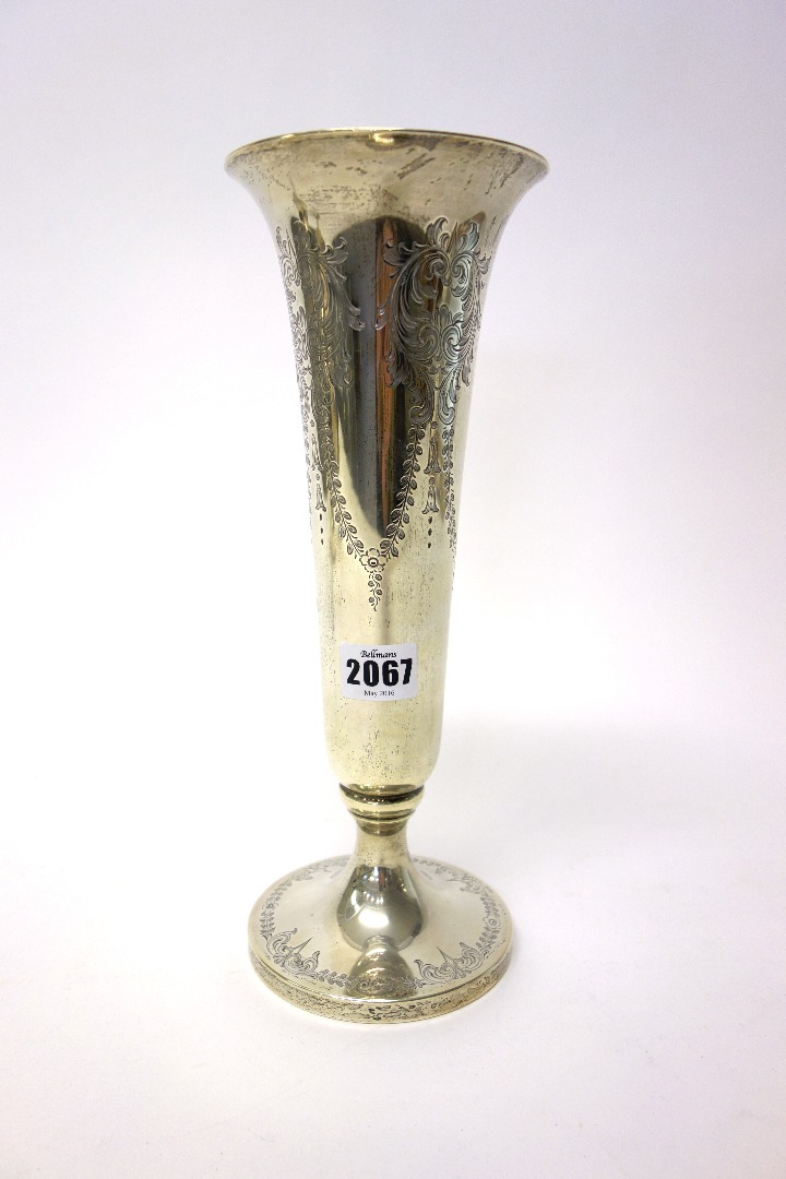 Appraisal: An American Sterling silver vase of tapering trumpet shaped form