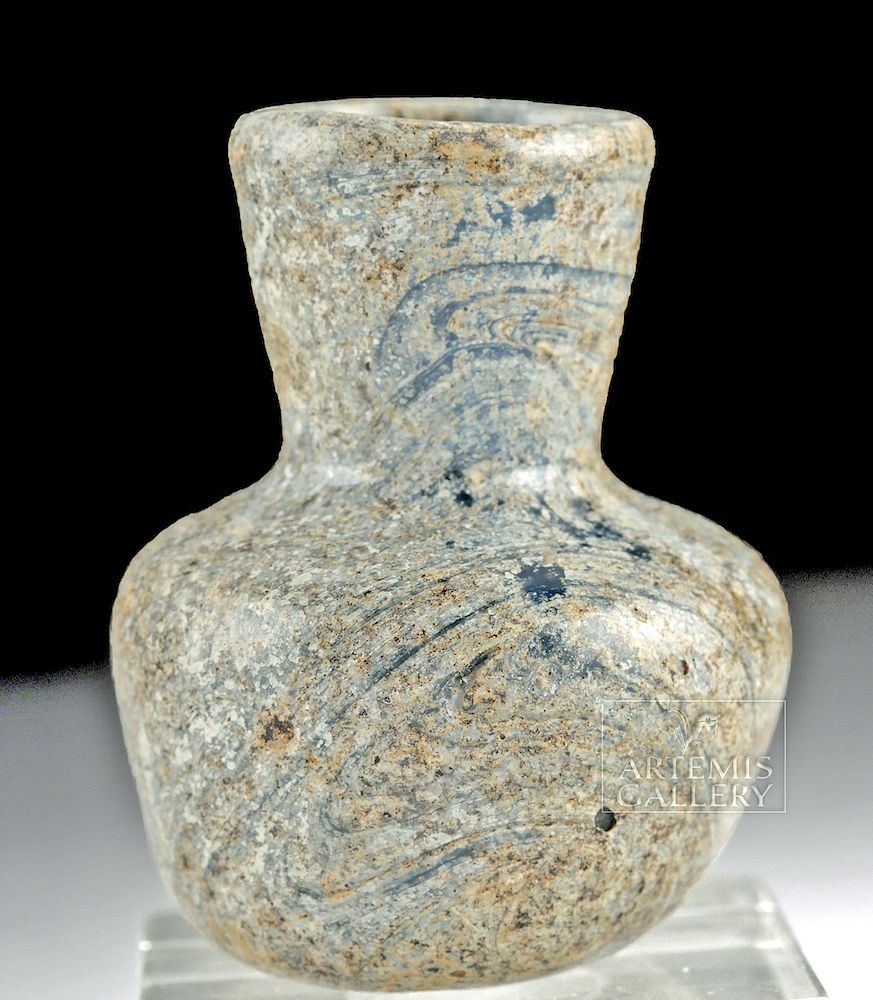 Appraisal: Rare Roman Glass Bottle w Marbled Surface Roman Imperial Period