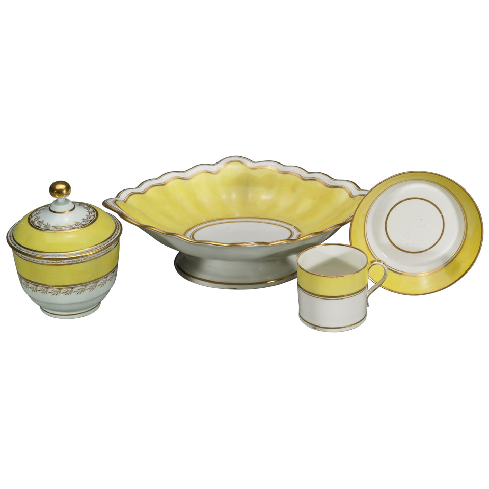 Appraisal: Derby Yellow-Ground Comport Coffee Can and Saucer and a Worcester