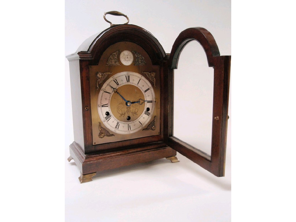 Appraisal: An Elliot chiming bracket clock in a mahogany case cm