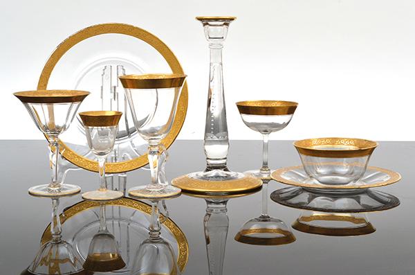 Appraisal: A COMPREHENSIVE GILT BORDERED CRYSTAL DINNER AND DESSERT SERVICE