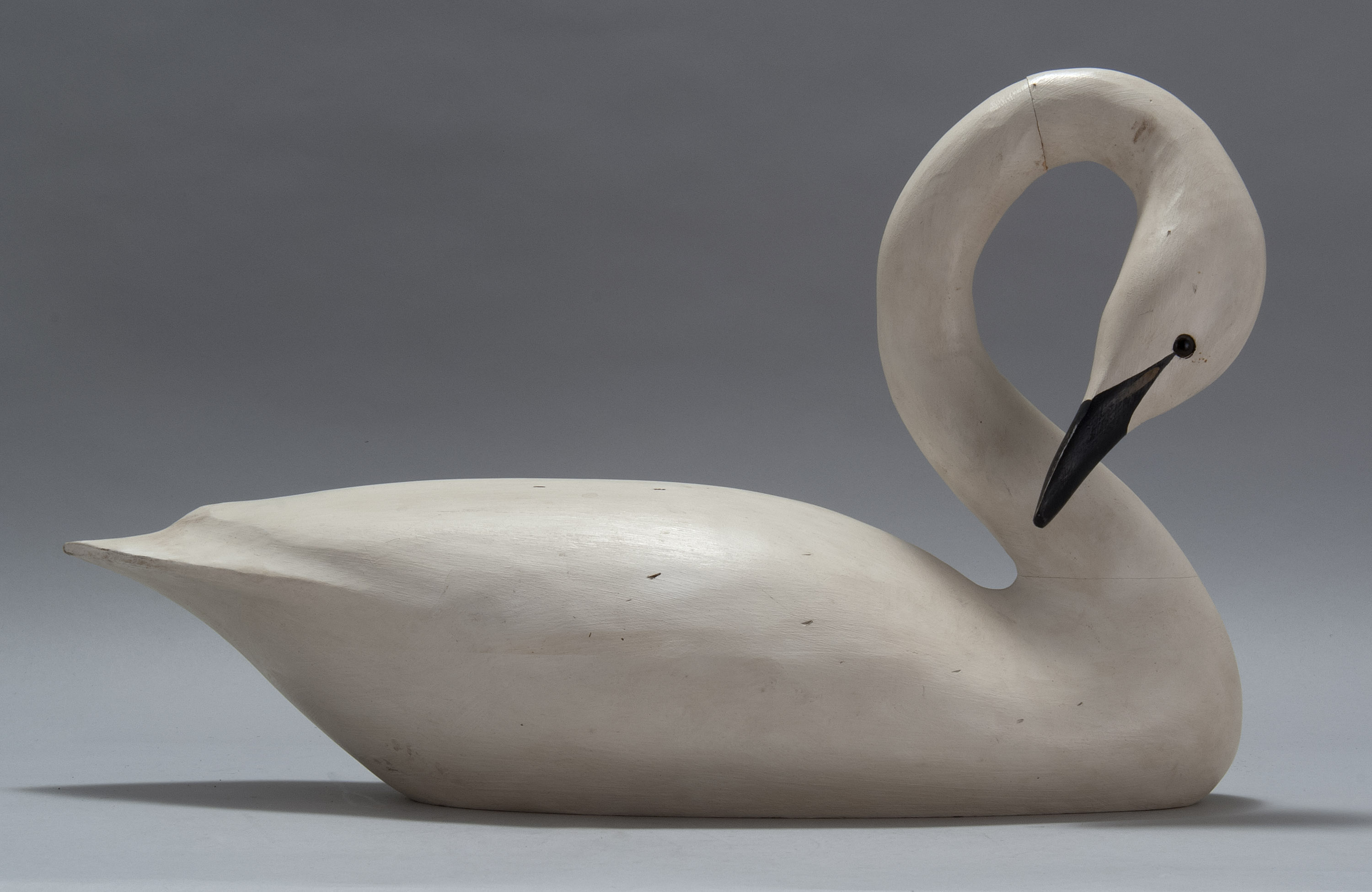 Appraisal: HALF-SIZE SWAN DECOY Branded R Connolly on bottom and dated