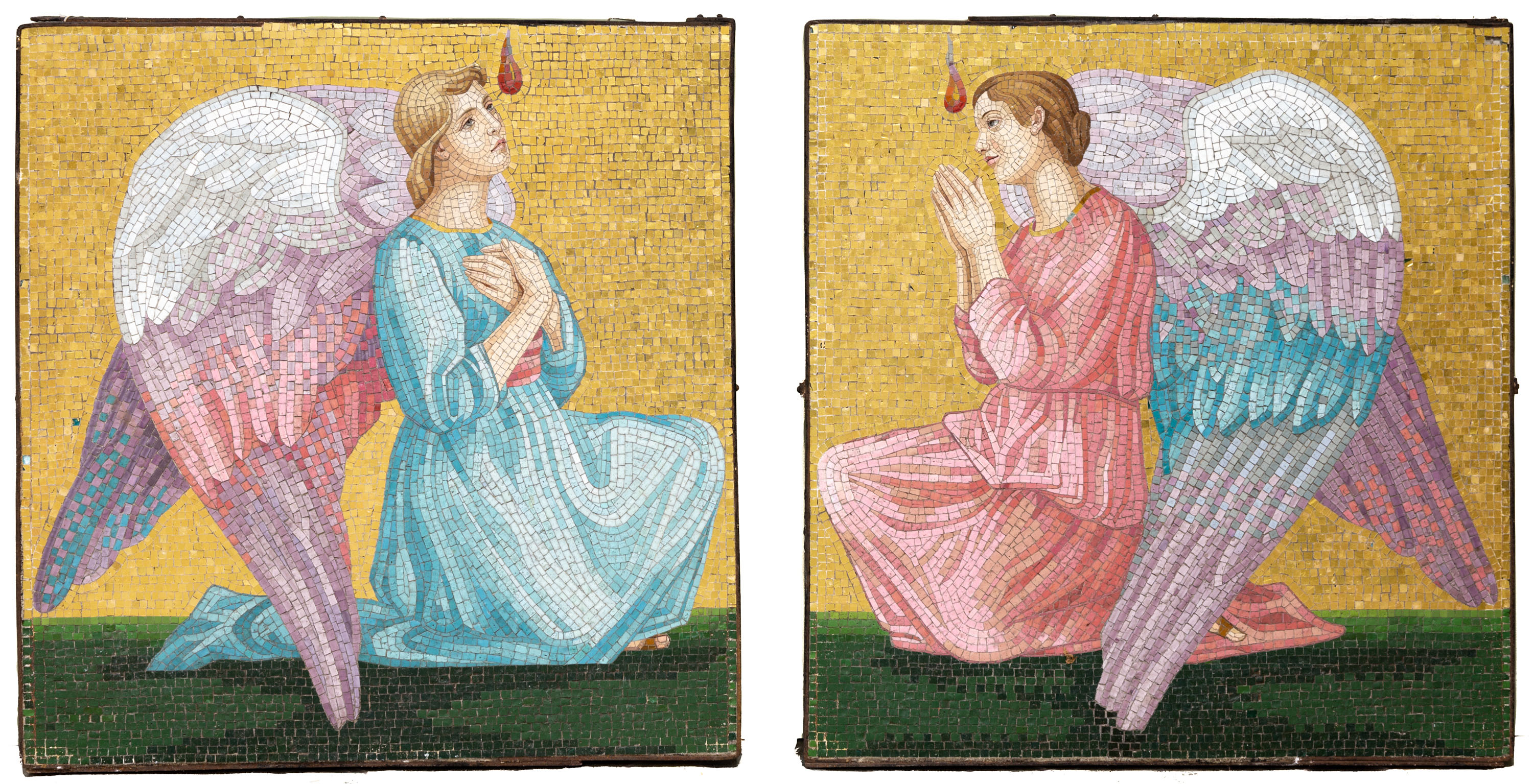 Appraisal: MOSAIC GLASS ANGELS Early th century