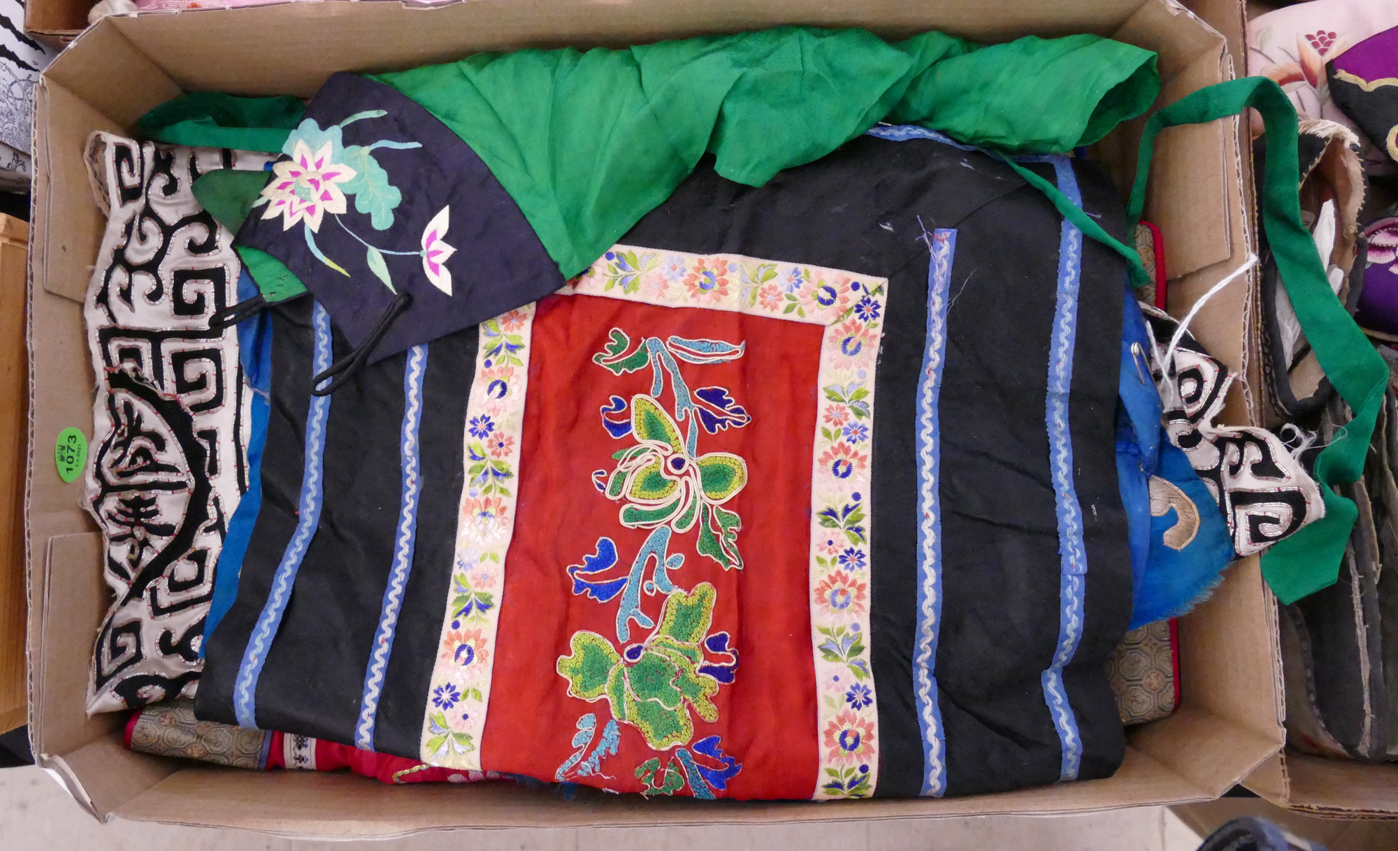 Appraisal: Box pc Old Chinese Silk Embroidered Panels