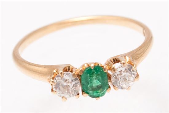 Appraisal: Lady's K yellow gold diamond and emerald ring diamonds approximately