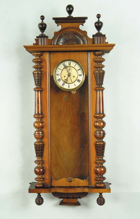 Appraisal: VIENNA REGULATOR TYPE WALL CLOCK Two weight movement with pendulum