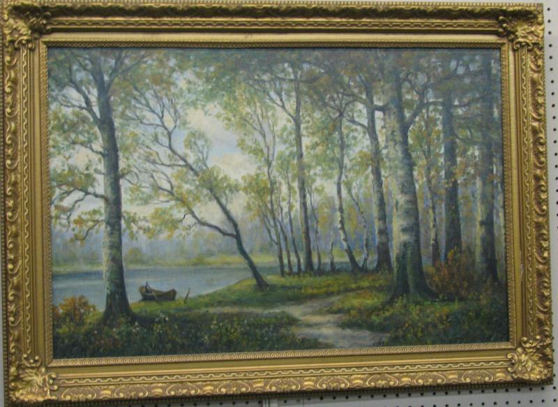 Appraisal: Unclearly Signed x Oil on Canvas Signed Lower Left depicting