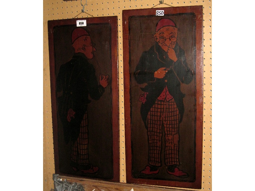 Appraisal: Pair of handpainted panels depicting an old gentleman