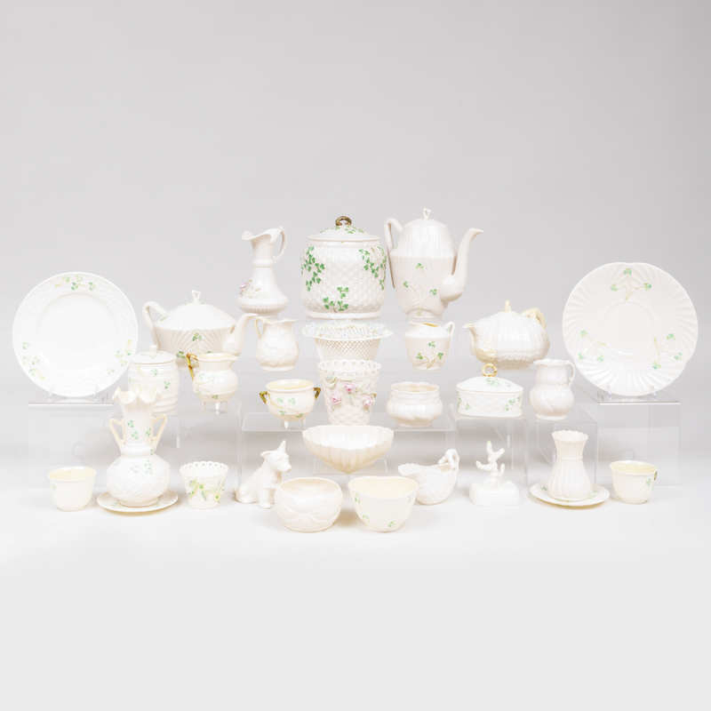 Appraisal: Group of Irish Belleek Porcelain Articles Various printed marks Comprising