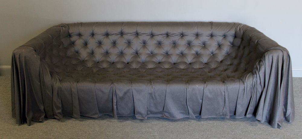 Appraisal: Raul Carrasco Bella Grey Upholstered Sofa Nice large size and