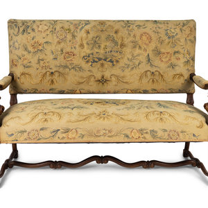 Appraisal: A Continental Baroque Style Walnut Bench with Needlepoint Upholstery TH