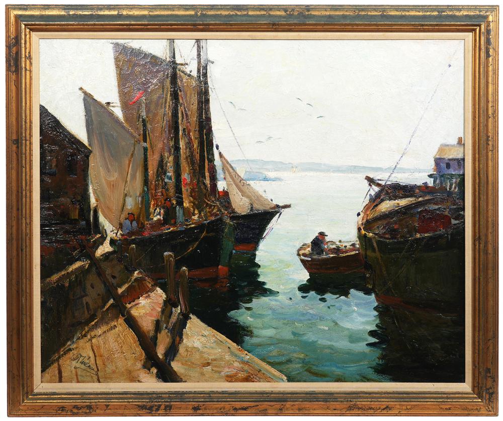 Appraisal: ANTHONY THIEME 'NETS SAILS' OIL PAINTINGAnthony Thieme Netherlands - Oil