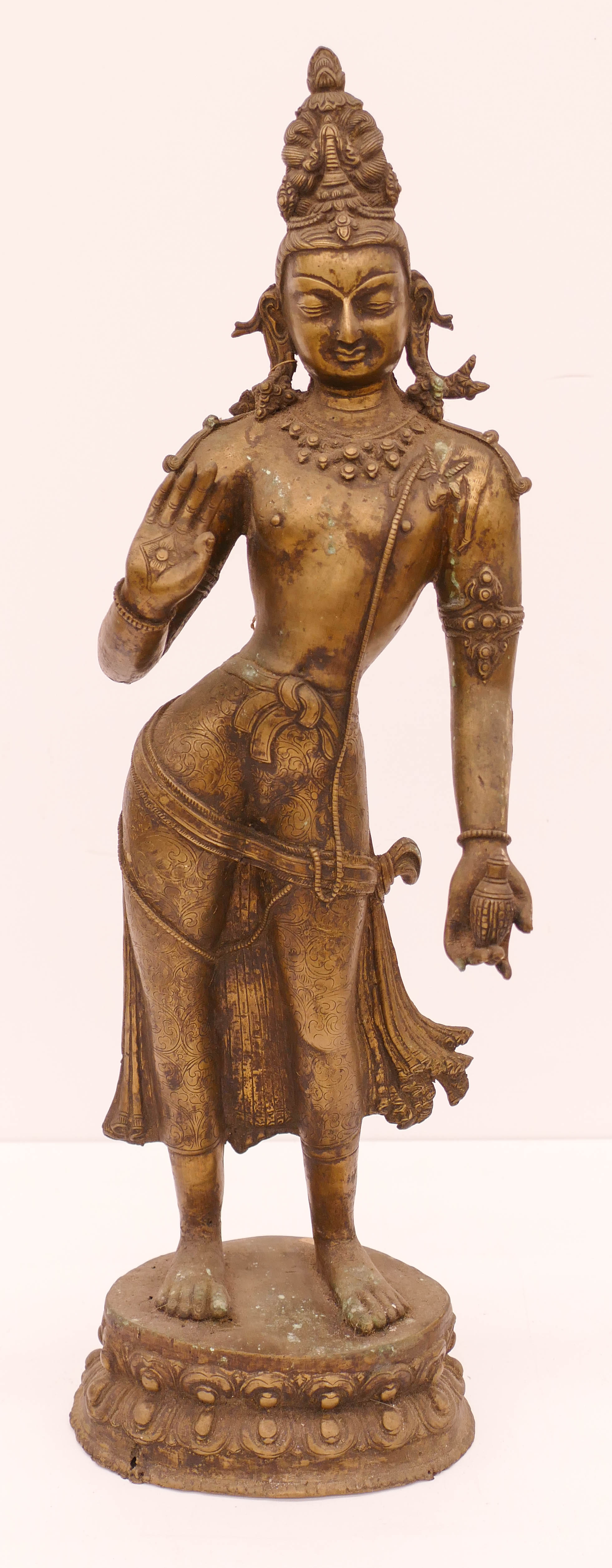 Appraisal: Old Indo-Tibetan Standing Bronze Tara ''x '' A standing bronze