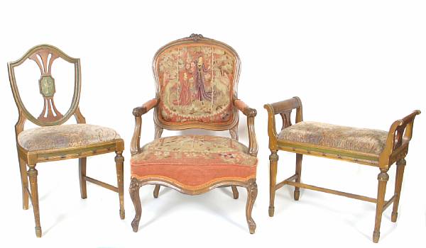 Appraisal: A Louis XV style fauteuil together with a shield back