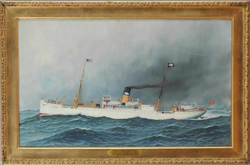 Appraisal: ANTONIO JACOBSEN - STEAMSHIP ''OBIDENSE'' Oil on academy board signed