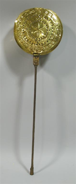 Appraisal: ENGLISH BRASS AND IRON BED WARMER dia inches