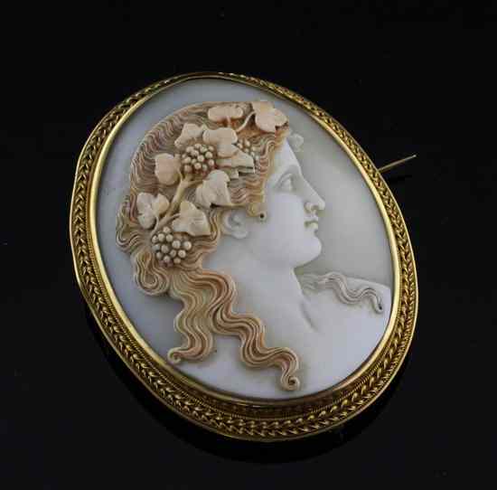 Appraisal: A Victorian gold mounted cameo brooch carved with the head