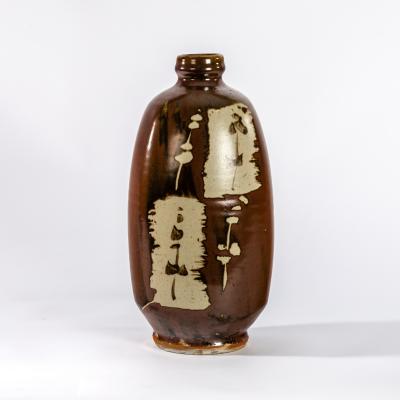 Appraisal: Jim Malone British born a stoneware flattened bottle vase of