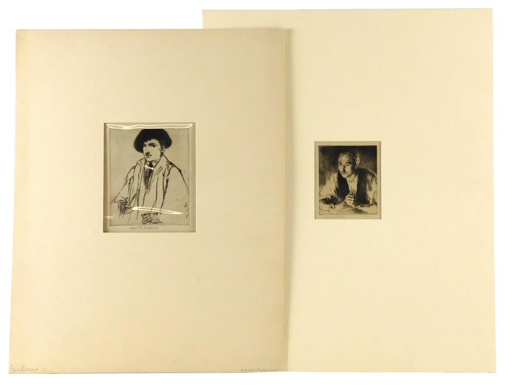 Appraisal: Two etchings by Arthur Heintzelman American - including Self-Portrait -The