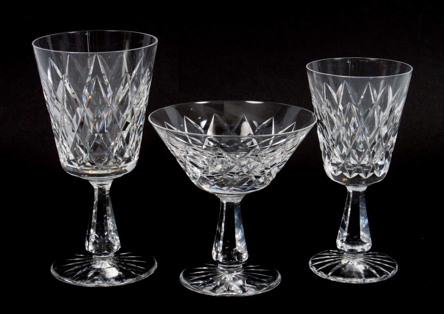 Appraisal: Waterford crystal -piece partial stemware set comprising water goblets wine