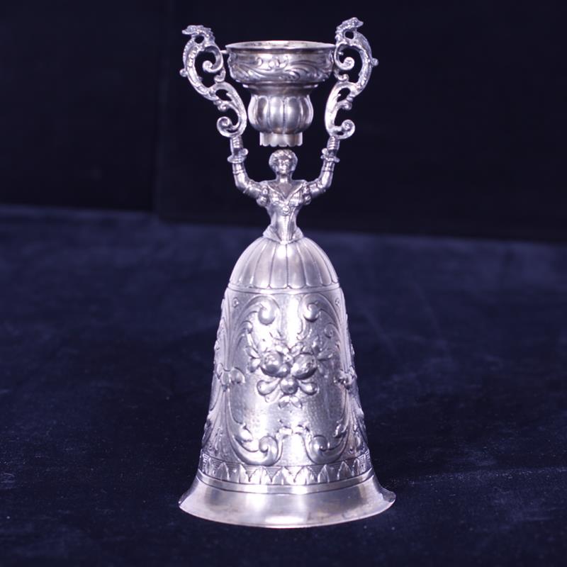 Appraisal: Continental Sterling Silver Repousse Figural Maiden Wedding Cup Marked with