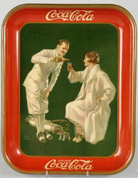 Appraisal: Coca-Cola Serving Tray Description Nice image of golfing scene Minor