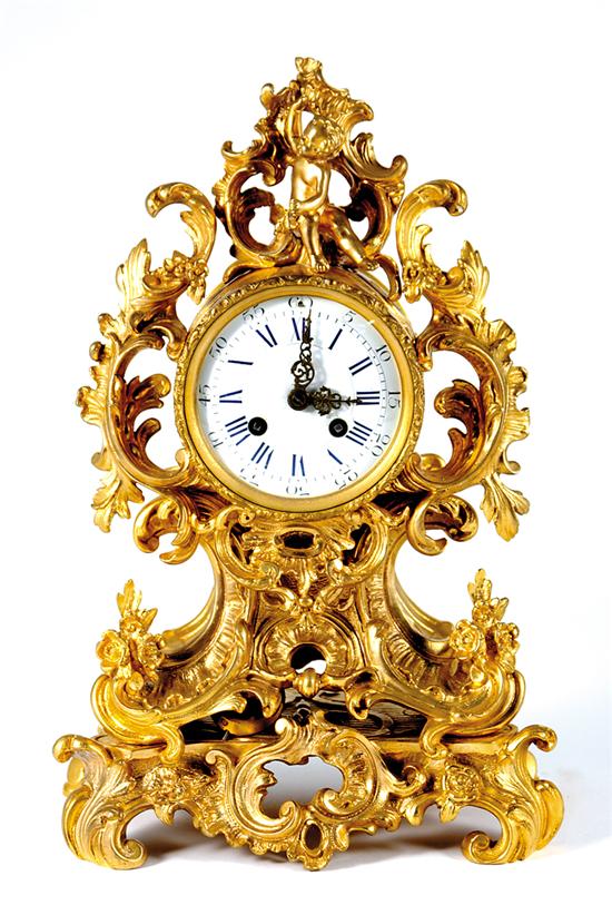 Appraisal: French gilded mantel clock G Gellier Paris circa fancy gilded