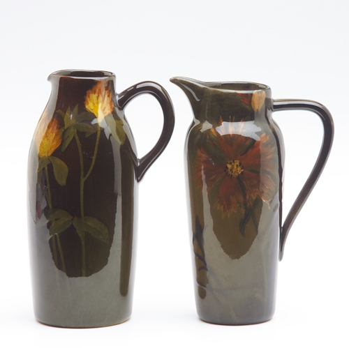 Appraisal: ROOKWOOD Two Standard glaze cream pitchers one decorated by Elizabeth