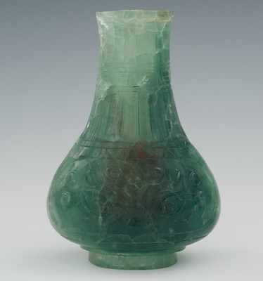 Appraisal: A Carved Bixi Green Quartz Vase with Gold Powder Inside