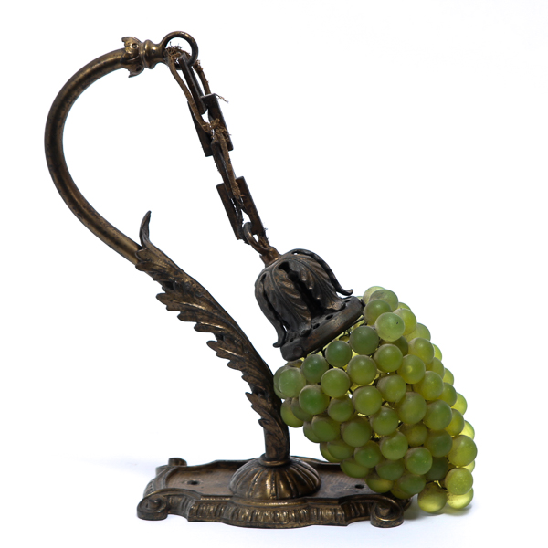 Appraisal: Light fixture sconce with hanging green glass grapes H x