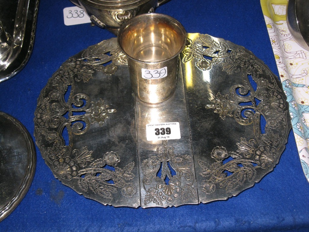 Appraisal: Lot comprising Gde silver cup and a silver plated table