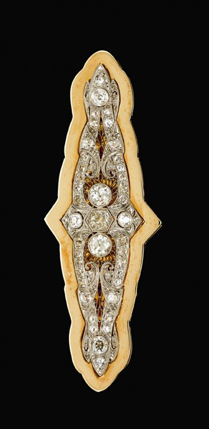 Appraisal: karat white gold and diamond openwork bar pin belle epoque