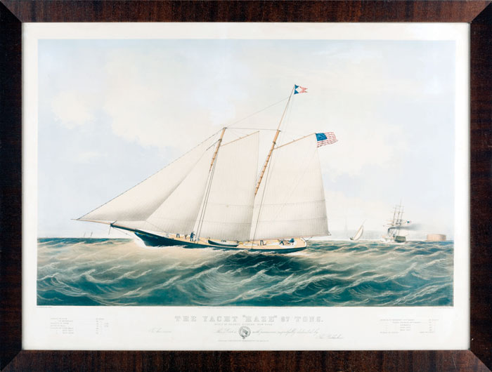 Appraisal: THE YACHT quot HAZE quot TONS Large-folio handcolored lithograph after