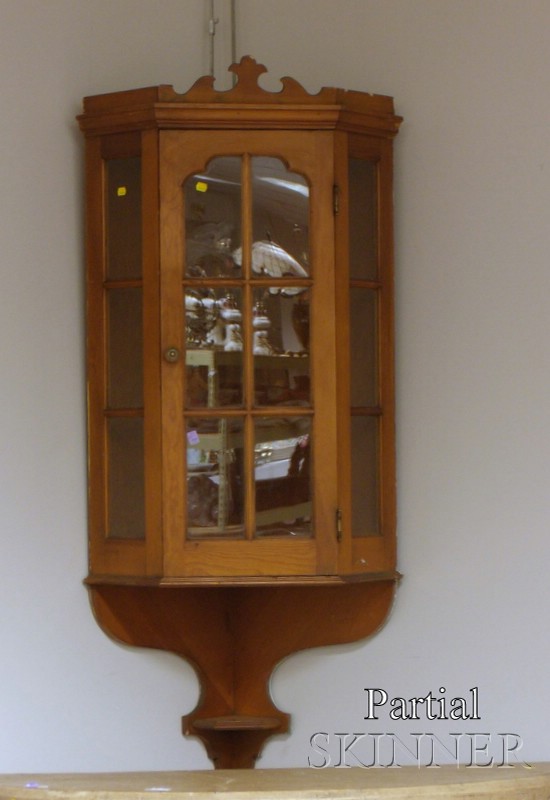 Appraisal: Pair of Queen Anne Style Glazed Pine Hanging Corner Cupboards