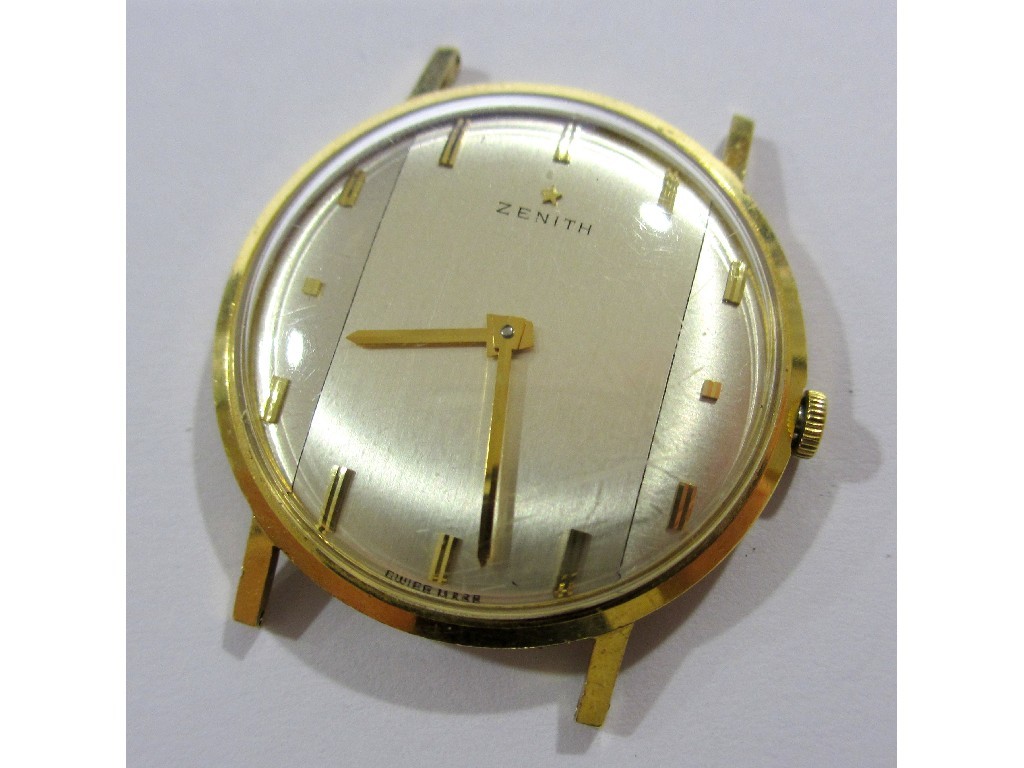 Appraisal: A gents ct gold Zenith wrist watch with silvered dual