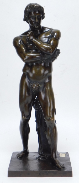 Appraisal: EUROPEAN GRAND TOUR NUDE MALE BRONZE SCULPTURE France Late th