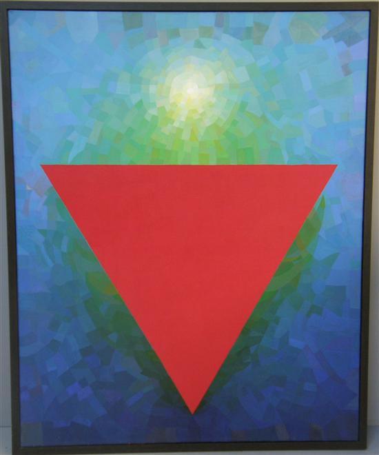 Appraisal: Peter Schmidt - German abstract composition large red triangle on