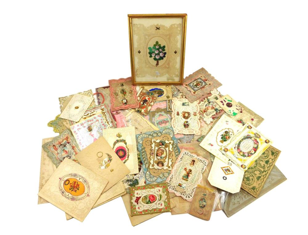 Appraisal: EPHEMERA Thirty-nine Victorian embossed Die cut and Lace pop cards