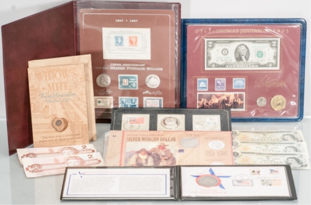 Appraisal: Commemorative US Coins Stamps and Canadian Money Benjamin Franklin Winton