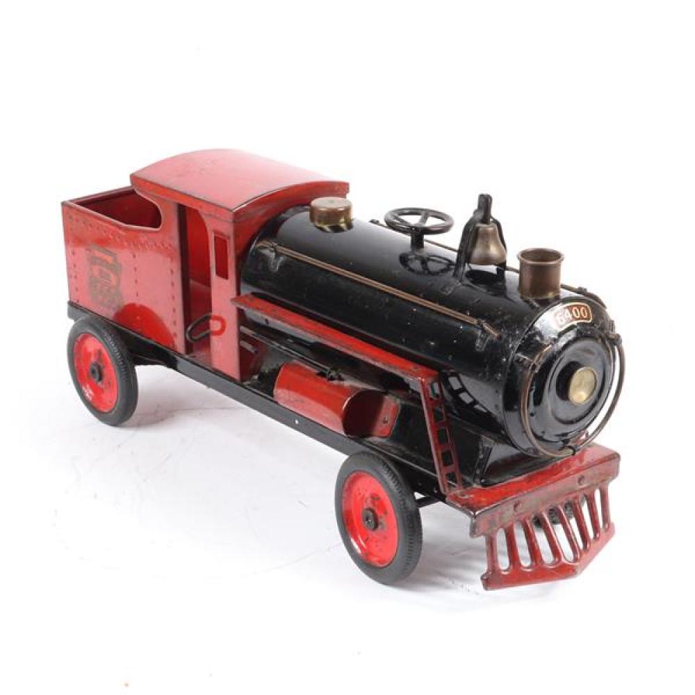 Appraisal: KEYSTONE RR CHILD'S RIDE ON PRESSED STEEL TOY TRAIN ENGINE