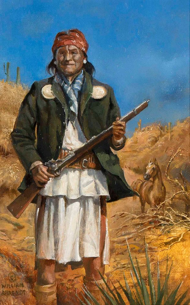 Appraisal: William Ahrendt Geronimo William Ahrendt b Geronimo oil on canvas