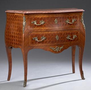 Appraisal: French Louis XV Style Ormolu Mounted Parquetry Inl French Louis