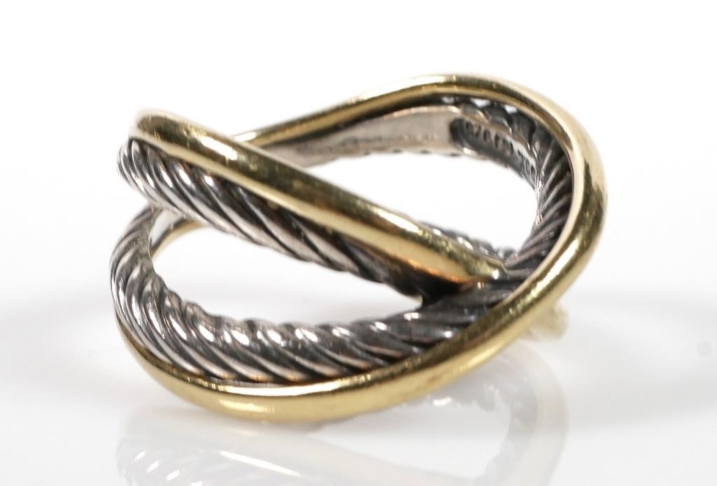 Appraisal: DAVID YURMAN K GOLD STERLING X RINGYurman crossover X ring