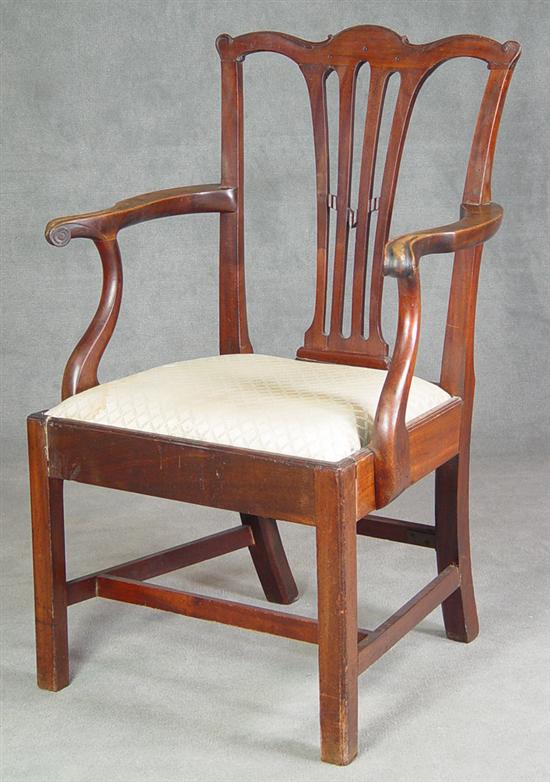 Appraisal: Chippendale Mahogany Armchair th th Century Molded Marlborough legs slip