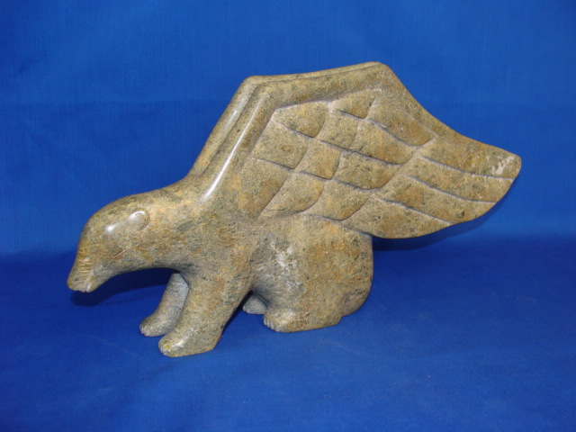 Appraisal: INUIT ARTIST Soapstone figure of a Bird-Polar Bear H in