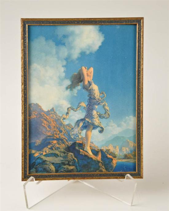 Appraisal: Maxfield Parrish Print Ecstasy in period frame Edison-Mazda small cropped