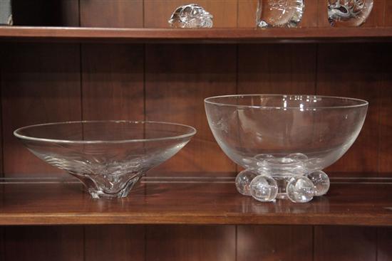 Appraisal: TWO STEUBEN CRYSTAL BOWLS A low bowl with faceted base