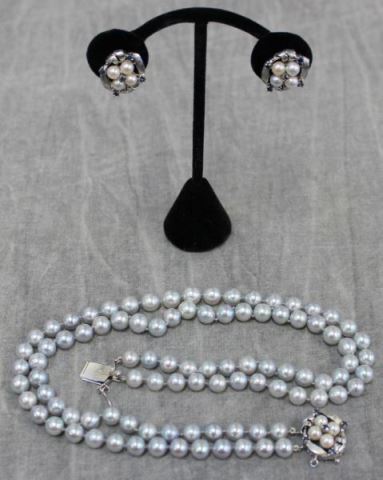 Appraisal: JEWELRY kt White Gold and Pearl Suite Includes a double