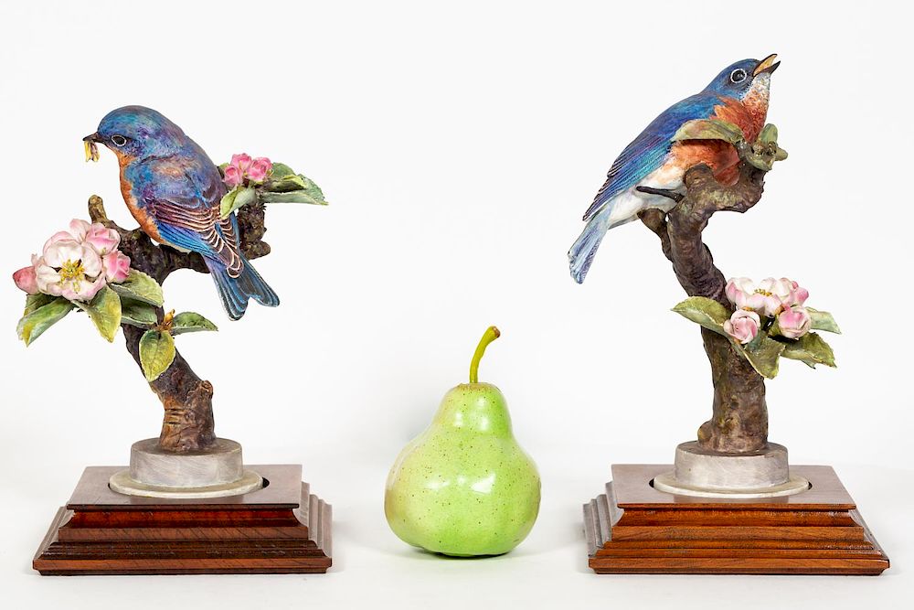 Appraisal: Pair Doughty Blue Bird Porcelain Figurines Dorothy Doughty Italian -